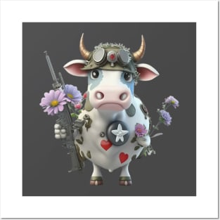 The cow as a soldier is ready Posters and Art